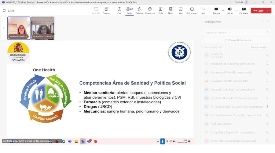 La sesión inaugural contó con la participación de Carmen Aramburu, directora del Área de Sanidad y Política Social, y Antonieta Garrote, jefa de sección de inspección farmacéutica y control de drogas.